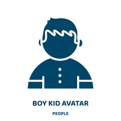 Poster - boy kid avatar vector icon from people collection. character filled flat symbol for mobile concept and web design. Black young glyph icon. Isolated sign, logo illustration. Vector graphics.
