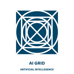 Poster - ai grid vector icon from artificial intellegence and future technology collection. data filled flat symbol for mobile concept and web design. Black ai glyph icon. Isolated sign, logo illustration. .