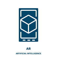 Poster - ar vector icon from artificial intelligence collection. vr filled flat symbol for mobile concept and web design. Black game glyph icon. Isolated sign, logo illustration. Vector graphics.