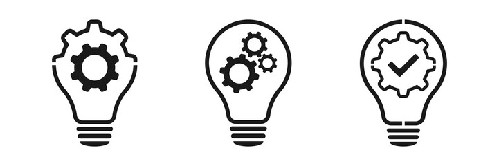 Poster - Lamp and Cogwheel - An innovative lamp and gear. Web design. Illustration