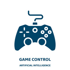 Poster - game control vector icon from artificial intelligence collection. play filled flat symbol for mobile concept and web design. Black game glyph icon. Isolated sign, logo illustration. Vector graphics.