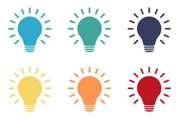Poster - Lamp icons set. Idea lamp icon collection. Flat style - stock vector