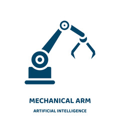 Poster - mechanical arm vector icon from artificial intelligence collection. arm filled flat symbol for mobile concept and web design. Black mechanical glyph icon. Isolated sign, logo illustration. Vector .