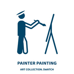 Poster - painter painting vector icon from art collection. paint filled flat symbol for mobile concept and web design. Black painter glyph icon. Isolated sign, logo illustration. Vector graphics.