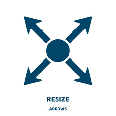 Poster - resize vector icon from arrows collection. arrow filled flat symbol for mobile concept and web design. Black shrink glyph icon. Isolated sign, logo illustration. Vector graphics.