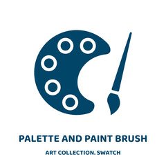 Poster - palette and paint brush vector icon from art collection. artist filled flat symbol for mobile concept and web design. Black paint glyph icon. Isolated sign, logo illustration. Vector graphics.