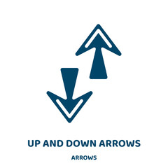 Poster - up and down arrows vector icon from arrows collection. arrow filled flat symbol for mobile concept and web design. Black down glyph icon. Isolated sign, logo illustration. Vector graphics.