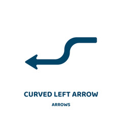 Poster - curved left arrow vector icon from arrows collection. arrow filled flat symbol for mobile concept an