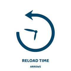 Poster - reload time vector icon from arrows collection. reload filled flat symbol for mobile concept and web design. Black time glyph icon. Isolated sign, logo illustration. Vector graphics.