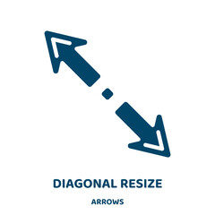 Poster - diagonal resize vector icon from arrows collection. button filled flat symbol for mobile concept and web design. Black right glyph icon. Isolated sign, logo illustration. Vector graphics.