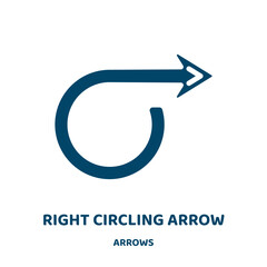 Poster - right circling arrow vector icon from arrows collection. arrow filled flat symbol for mobile concept and web design. Black simple glyph icon. Isolated sign, logo illustration. Vector graphics.