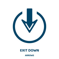 Poster - exit down vector icon from arrows collection. down filled flat symbol for mobile concept and web des