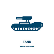 Tank Vector Icon From Army And War Collection. Fuel Filled Flat Symbol For Mobile Concept And Web Design. Black Industry Glyph Icon. Isolated Sign, Logo Illustration. Vector Graphics.