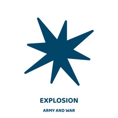 Canvas Print - explosion vector icon from army and war collection. burst filled flat symbol for mobile concept and web design. Black fire glyph icon. Isolated sign, logo illustration. Vector graphics.