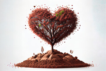 Wall Mural - Hearts tree and pile of fertile soil