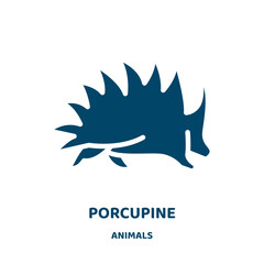 Wall Mural - porcupine vector icon from animals collection. wildlife filled flat symbol for mobile concept and web design. Black animal glyph icon. Isolated sign, logo illustration. Vector graphics.