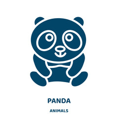 Wall Mural - panda vector icon from animals collection. cute filled flat symbol for mobile concept and web design. Black nature glyph icon. Isolated sign, logo illustration. Vector graphics.