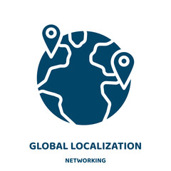 Poster - global localization vector icon from networking collection. global filled flat symbol for mobile concept and web design. Black internet glyph icon. Isolated sign, logo illustration. Vector graphics.