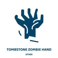 Wall Mural - tombstone zombie hand vector icon from other collection. halloween filled flat symbol for mobile concept and web design. Black scary glyph icon. Isolated sign, logo illustration. Vector graphics.