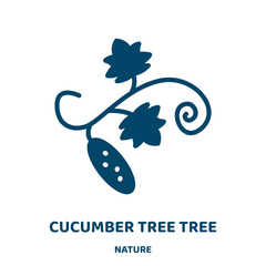 Poster - cucumber tree tree vector icon from nature collection. cucumber filled flat symbol for mobile concept and web design. Black tree glyph icon. Isolated sign, logo illustration. Vector graphics.