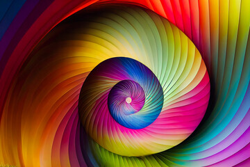 Wall Mural - hypnotic multicolored spiral background. rainbow swirl. generative ai.