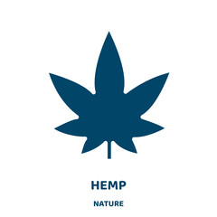 Poster - hemp vector icon from nature collection. natural filled flat symbol for mobile concept and web design. Black organic glyph icon. Isolated sign, logo illustration. Vector graphics.