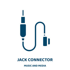 Poster - jack connector vector icon from music and media collection. connection filled flat symbol for mobile concept and web design. Black cable glyph icon. Isolated sign, logo illustration. Vector graphics.