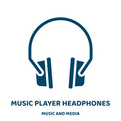 Poster - music player headphones vector icon from music and media collection. sound filled flat symbol for mobile concept and web design. Black music glyph icon. Isolated sign, logo illustration. Vector .