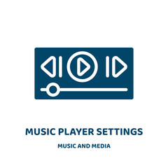 Poster - music player settings vector icon from music and media collection. music filled flat symbol for mobile concept and web design. Black player glyph icon. Isolated sign, logo illustration. Vector .