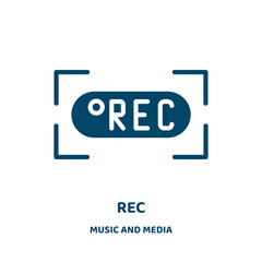 Poster - rec vector icon from music and media collection. record filled flat symbol for mobile concept and web design. Black technology glyph icon. Isolated sign, logo illustration. Vector graphics.