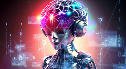 Poster - Artificial intelligence and future technologies. AI Learning and Artificial Intelligence Concept. Business, modern technology, internet and networking concept. banner.