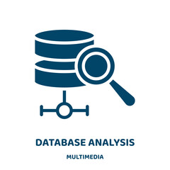 Poster - database analysis vector icon from multimedia collection. data filled flat symbol for mobile concept and web design. Black cloud glyph icon. Isolated sign, logo illustration. Vector graphics.