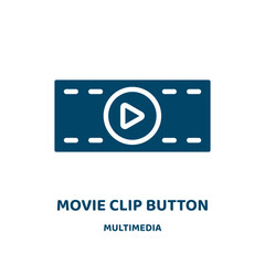 Poster - movie clip button vector icon from multimedia collection. movie filled flat symbol for mobile concept and web design. Black film glyph icon. Isolated sign, logo illustration. Vector graphics.