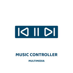 Poster - music controller vector icon from multimedia collection. music filled flat symbol for mobile concept and web design. Black movie glyph icon. Isolated sign, logo illustration. Vector graphics.