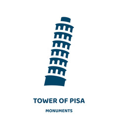 Poster - tower of pisa vector icon from monuments collection. tower filled flat symbol for mobile concept and web design. Black pisa glyph icon. Isolated sign, logo illustration. Vector graphics.