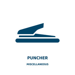 Poster - puncher vector icon from miscellaneous collection. equipment filled flat symbol for mobile concept and web design. Black tool glyph icon. Isolated sign, logo illustration. Vector graphics.