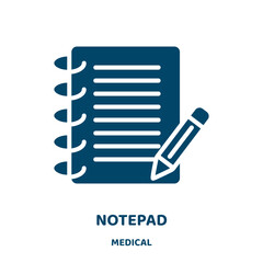 Aufkleber - notepad vector icon from medical collection. note filled flat symbol for mobile concept and web design. Black document glyph icon. Isolated sign, logo illustration. Vector graphics.
