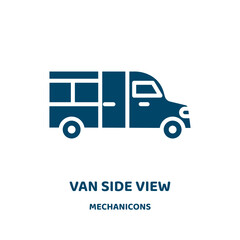 Poster - van side view vector icon from mechanicons collection. vehicle filled flat symbol for mobile concept and web design. Black van glyph icon. Isolated sign, logo illustration. Vector graphics.