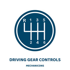 Poster - driving gear controls vector icon from mechanicons collection. auto filled flat symbol for mobile concept and web design. Black equipment glyph icon. Isolated sign, logo illustration. Vector graphics.