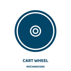 Poster - cart wheel vector icon from mechanicons collection. cart filled flat symbol for mobile concept and web design. Black wheel glyph icon. Isolated sign, logo illustration. Vector graphics.