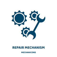 Poster - repair mechanism vector icon from mechanicons collection. mechanical filled flat symbol for mobile concept and web design. Black work glyph icon. Isolated sign, logo illustration. Vector graphics.