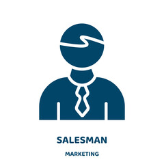 Poster - salesman vector icon from marketing collection. business filled flat symbol for mobile concept and web design. Black man glyph icon. Isolated sign, logo illustration. Vector graphics.