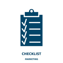 Poster - checklist vector icon from marketing collection. business filled flat symbol for mobile concept and web design. Black list glyph icon. Isolated sign, logo illustration. Vector graphics.