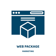 Poster - web package vector icon from marketing collection. package filled flat symbol for mobile concept and web design. Black business glyph icon. Isolated sign, logo illustration. Vector graphics.