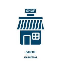 Poster - shop vector icon from marketing collection. business filled flat symbol for mobile concept and web design. Black food glyph icon. Isolated sign, logo illustration. Vector graphics.