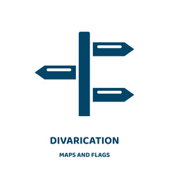 Poster - divarication vector icon from maps and flags collection. arrow filled flat symbol for mobile concept and web design. Black direction glyph icon. Isolated sign, logo illustration. Vector graphics.