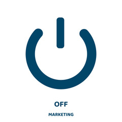 Poster - off vector icon from marketing collection. app filled flat symbol for mobile concept and web design. Black push glyph icon. Isolated sign, logo illustration. Vector graphics.