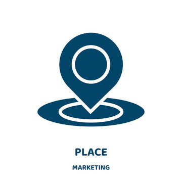 place vector icon from marketing collection. business filled flat symbol for mobile concept and web design. Black map glyph icon. Isolated sign, logo illustration. Vector graphics.