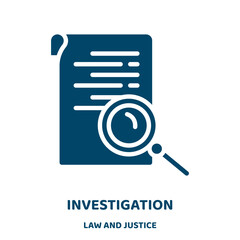 Poster - investigation vector icon from law and justice collection. information filled flat symbol for mobile concept and web design. Black magnifier glyph icon. Isolated sign, logo illustration. Vector .