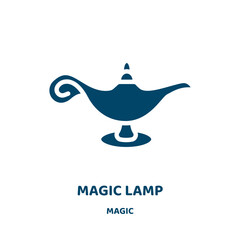 Canvas Print - magic lamp vector icon from magic collection. magic filled flat symbol for mobile concept and web design. Black fairy glyph icon. Isolated sign, logo illustration. Vector graphics.